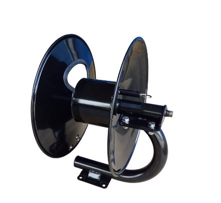 Hose Reel, Small Base, Steel, Industrial, Black, Holds 150' of 3/8" Hose