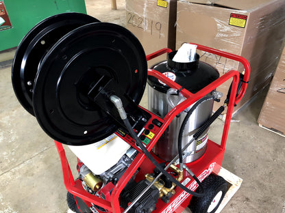 Hose Reel, Large Platform, Industrial, Black, Holds 150' of 3/8" Hose