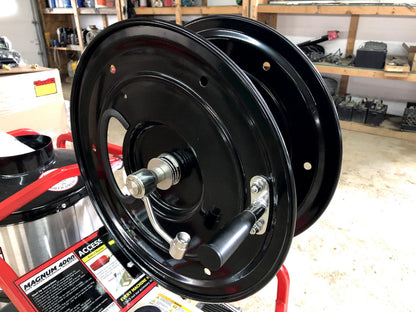 Hose Reel, Large Platform, Industrial, Black, Holds 150' of 3/8" Hose