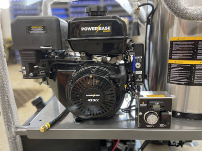 Power Ease 420cc engine with control panel gauge on BE commercial pressure washer
