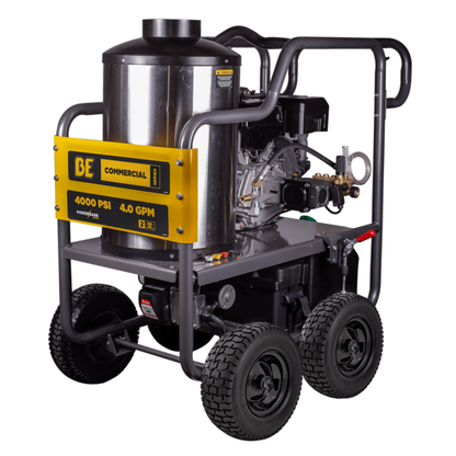 BE commercial hot water pressure washer with Power Ease engine and AR triplex pump, 4000 PSI 4.0 GPM
