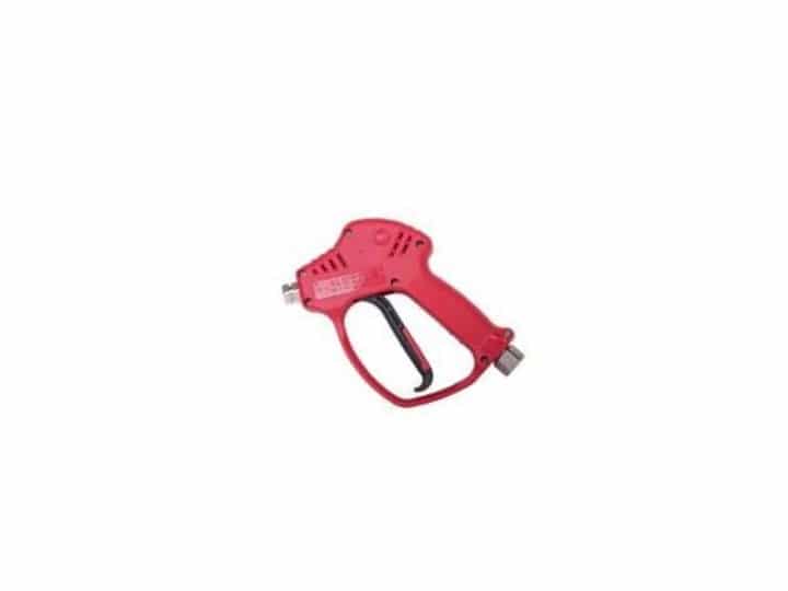 Red industrial rear entry trigger gun rated for 7.5 GPM at 8000 PSI