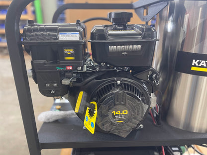 Close-up of the Vanguard 14 HP engine with recoil starter on the Karcher pressure hot power washer