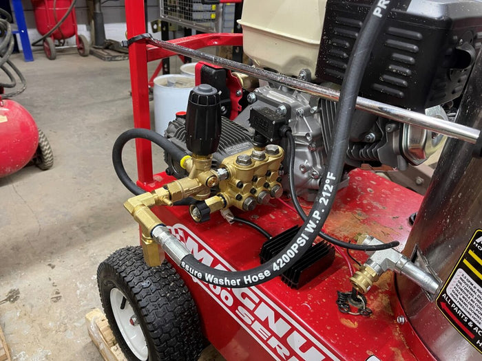 Pressure Pro KPL402 unloader installed on a Magnum pressure washer pump and engine