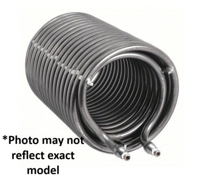 Coiled metal heating coil for Magnum 4000 hot water pressure washer on a white background
