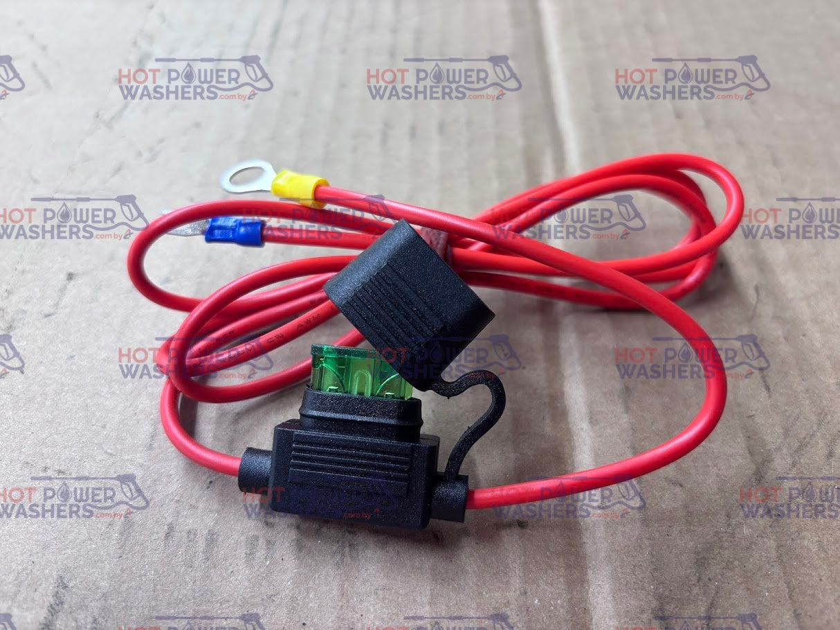 Red wiring harness with open fuse holder showing inline fuse for Magnum 4000 switch kit
