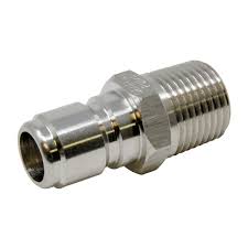 Stainless steel quick connect fitting with 1/2-inch male plug and male NPT thread